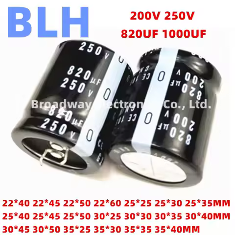 2PCS Aluminum Electrolytic capacitor 200V 250V 820UF 1000UF 22*40 22*50 25*30 25*40 25*45 25*50 30*2