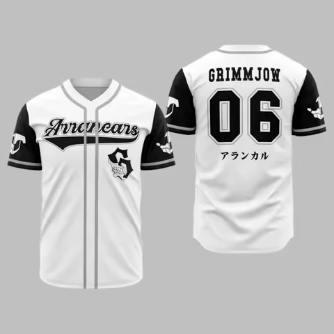Bandai Grimmjow Sexta Arrancar Espada Bleach Anime Baseball Jersey Adult Kids Athleisure T-Shirt Sum
