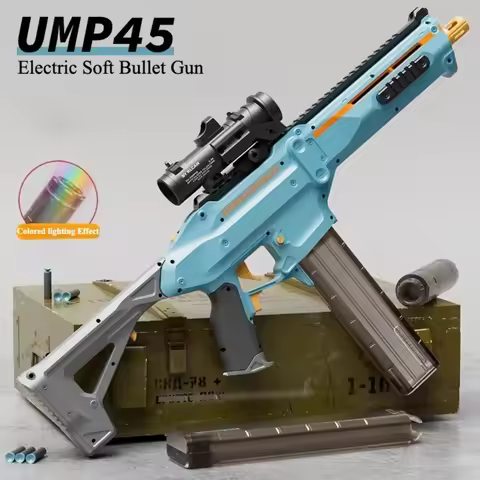 Electric Continuous Firing Throwing Shell UMP45 Soft Bullet Gun Safe Outdoor CS Shooting Game for Ch