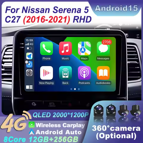 Andriod 15 For Nissan Serena 5 C27 2016-2021 RHD Car Radio GPS Stereo Multimedia BT 2 Din Stereo Nav