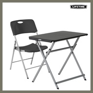 ◄ ۞ ♈ Lifetime USA Black Folding Chair (1 pc) & Lifetime USA 30 Inch Black Table (1 pc) - Durable!