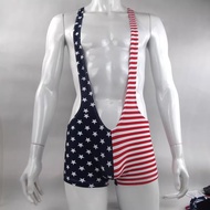 European American Popular Borat Mankini Male Gini Swimming Sling Polat Boxer Briefs Star Stripes
