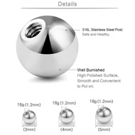 PIERCING BALL STAINLESS STEEL 316L - Batang1.2mm, 6mm. Silver