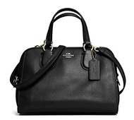 Coach Womens Leather Pebbled Satchel Handbag Black Small