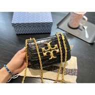 Tory Burch crocodile pattern tofu bag/the same style in the counter/2022 trendy new style/leather women's bag/