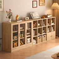Free Combination Storage Rack Bookshelf Cabinet Floor Living Room Cabinet Bookcase Low Solid Wood Fu