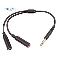 6.35 mm Male to 2 6.35 mm Female Audio Adapter Cable 1/4 6.35mm Plug to Dual 6.35mm Y Splitter Stere