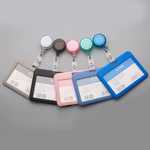 Plastic ID Tag Name Badge Holder Working Permit Case for Staff Employee's Work Card Sleeve Protector