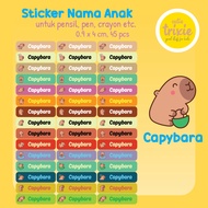 Children's name label Sticker for pencil pen crayon Capybara