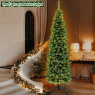 Green Slim Christmas Tree 4/5/6/7/8FT Xmas Tree Metal Stand For Holiday Decoration 2025