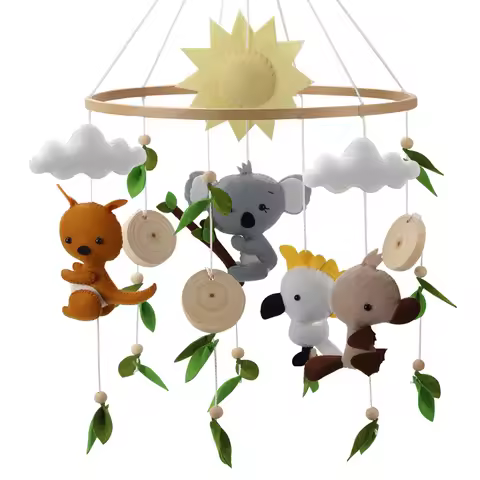 Baby Mobile Australian Animals Koala Kangaroo Platypus and Cockatoo. Koala Nursery Decor Natural Gre