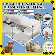 MEOW DIY Transparent Pet Fence Fencing Pet Cat Dog Playpen Dog Cat Rabbit Cage House Kennel Pagar Rumah Sangkar Kucing