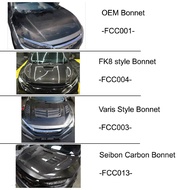 Honda Civic fc Varis OEM Fk8 carbon fiber front bonnet hood bonet 2016 2017 2018 2019 2020 2021 body