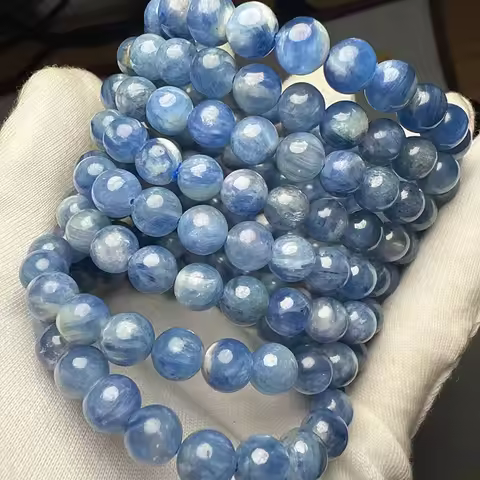 Meihan AAA Natural Kyanite Smooth Round Stone Loose beads Bracelet For Jewelry DIY Making