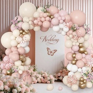 124PCS Pink Balloon Garland Arch Kit, Including White, Twilight White, Macaron Orange, Taro Purple, 