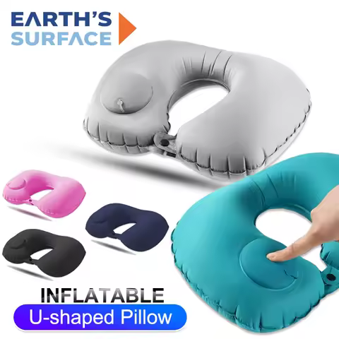 Press On Inflatable Pillow to Relax Neck Travel U-shaped Pillow Foldable and Portable With Leak Proo