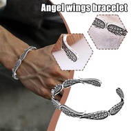 Adjustable Bracelet Cuff Bangle Jewelry Angel Wings Silver