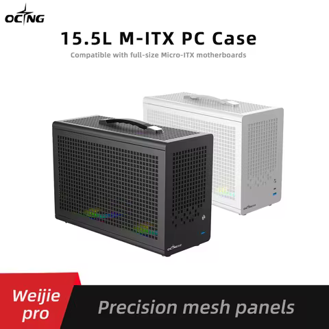 Weijie Pro 15.5L M-ITX PC Case, Detachable Silicone Handle, Mesh Vent, Type-C USB3.0, Fits Micro-ITX