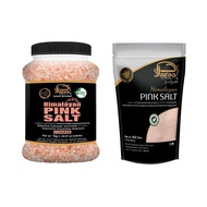 [Bundle] JAZAA Himalayan Pink Salt Rock Coarse 1KG Jar and 800g Fine Salt Resealable Pouch