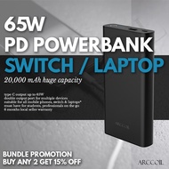 Arccoil 65W 19200mAh C25 Power Bank for Macbook Pro Laptop Nintendo Switch iPhone 11 Pro Max Samsung Note 10 Plus Google Pixel
