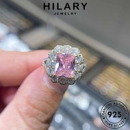 HILARY JEWELRY Accessories Pink Square Cincin Sterling Perak Personality Korean Diamond Original For 925 Perempuan 純銀戒指 Ring Silver Women Adjustable Crystal R1841