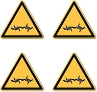 Warning of barbed wire: W033 - DIN EN ISO 7010 / ASR A1.3 - sticker: 10 cm, pack of 4