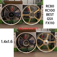 SPORT RIM GTO 5 BATANG RC80 RC100 BEST GSX FX110 KAYAMA 1.4X1.6 SIAP BEARING BUSH BLACK GOLD