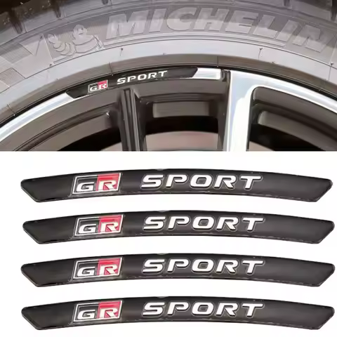 4Pcs Aluminium GR Sport Logo Car Wheel Sticker For Toyota Yaris CH R RAV4 Corolla Hilux GR Gazoo Rac