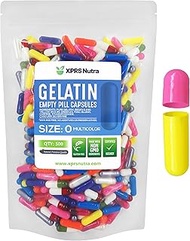 Capsules Express- Size 0 Multi Color Empty Gelatin Capsules - Kosher Certified - Gluten-Free Pure Bo