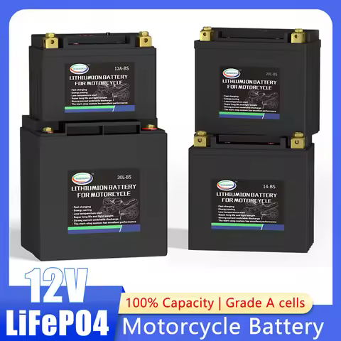 Lithium LiFePO4 Motorcycle Battery 12V 4Ah 6Ah 8Ah 12Ah ATV UTV Battery Deep Cycle Rechargeable Buil