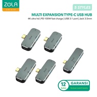 Zola Usb Hub Type C To Usb 3.1/3.0/2.0/Jack 3.5Mm/Pd 100W/Pc/Mac/Hd4K