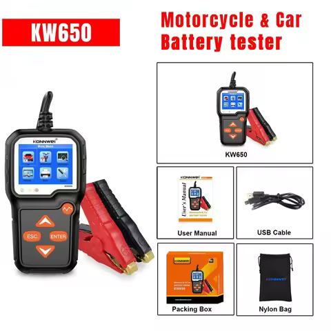 KW650 6V-12V Auto Battery Tester Car Motorcycle Lawn Mower Storage Battery Detector