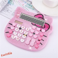 TWINKLE1 Calculator Desktop Cartoon Pink Hello KT Luxury Computer Diamond Calculator