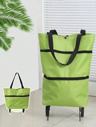 1只購物手推車袋,帶輪,可折疊,便攜,大容量,適用於購物,超市,旅行,快遞和家庭使用,輕便方便