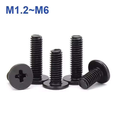 10~200pcs Black Carbon Steel Cross Phillips Ultra Thin Flat Wafer Head Screw CM M1.2 M1.4 M1.6 M2 M2