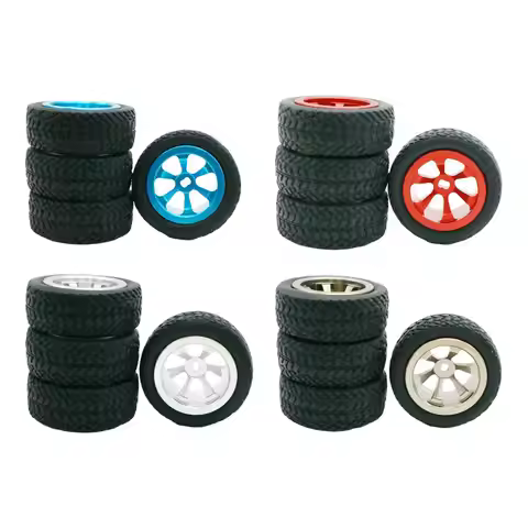 4x RC Rubber Tires&Wheel Rims 30mm for Wltoys 1/28 K969 K979 K989 K999 P929 P939