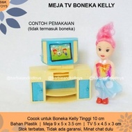 Meja TV Boneka Barbiee Kelly - Perabot Mini Meja Televisi Mainan Anak