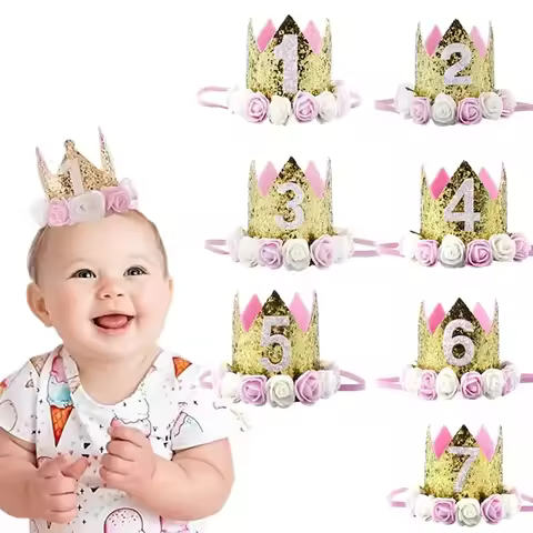 1-7 Year Old Baby Shower 1 Year Old Birthday Kids Shower Party Supplies Baby Birthday Party Crown Pr