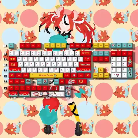Vtuber Hololive Keycaps Hakos Baelz Key Cap PBT DYE Sublimation Cherry MX Cross Axis Switch Keycap f