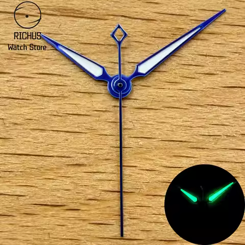 VH31 Luminous Sword Watch Hands Set 10mm x 14.5mm x 15mm for Sweep Second Quartz Movement Watch Repa