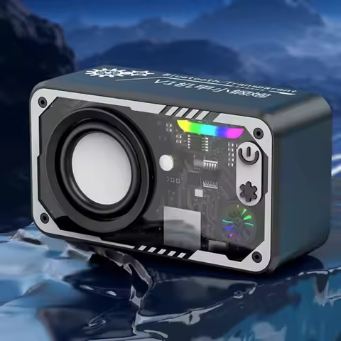 RGB Light Transparent Mecha Speaker Double Bass Diaphragm Sound Light Rhythm Wireless Bluetooth Spea