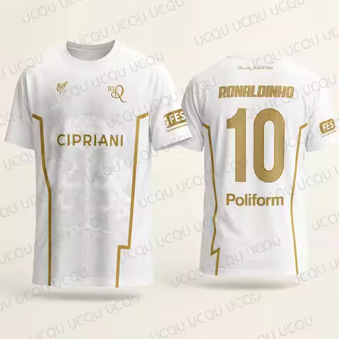 2026 New ITALY Ronaldinho Limited Edition Football Jersey No.10 Retro Soccer Shirt Gold White Fan Co