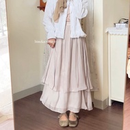 Calia Shimmer Skirt Pink and Cream beige by Himeka Vintage