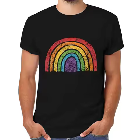 LGBTQ Rainbow Flag Gay Pride T-shirt Pride Month Short-sleeve Crewneck T-shirt Vintage LGBT T Shirt 