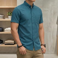 Plain Baju Lelaki Berkolar | Kemeja Lelaki Putih Lengan Pandek Designed For Business, Office, and Ca
