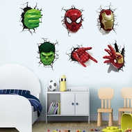 sale 3D Hulk Iron Hand Mask Spiderman Wall Stickers Broken Wall Poster Wall Art Car Decal Kids Room