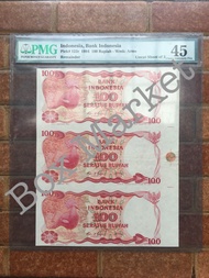 Uncut Banknotes Uang Bersambung Proof Rp.100 Goura Victoria PMG 45