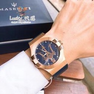 ✨MASERATI 瑪莎拉蒂大三叉玫瑰金時尚腕錶-POTENZA系列(R8851108027)