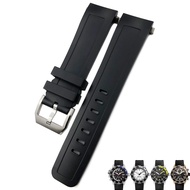 HAODEE 22mm Fluorine Rubber Watch Strap Soft Black Blue Watch Bands for IWC AQUATIMER FAMILY for Men