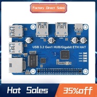 for  USB 3.2 Gen1 HUB Gigabit ETH HAT Expansion Board USB 3.2 Gen1+1000M ETH Ports for  4B